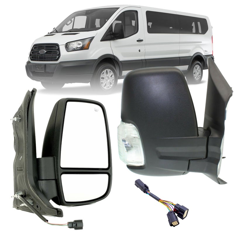 LONGLING Replacement Passenger Right Side Mirror Manual Folding Power and Heated Glass With Indicator Fit Ford Transit 150 250 350 from 2015 to Onward - Image 1